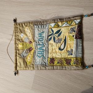 Gold Tapestry with Shalom Embroidered